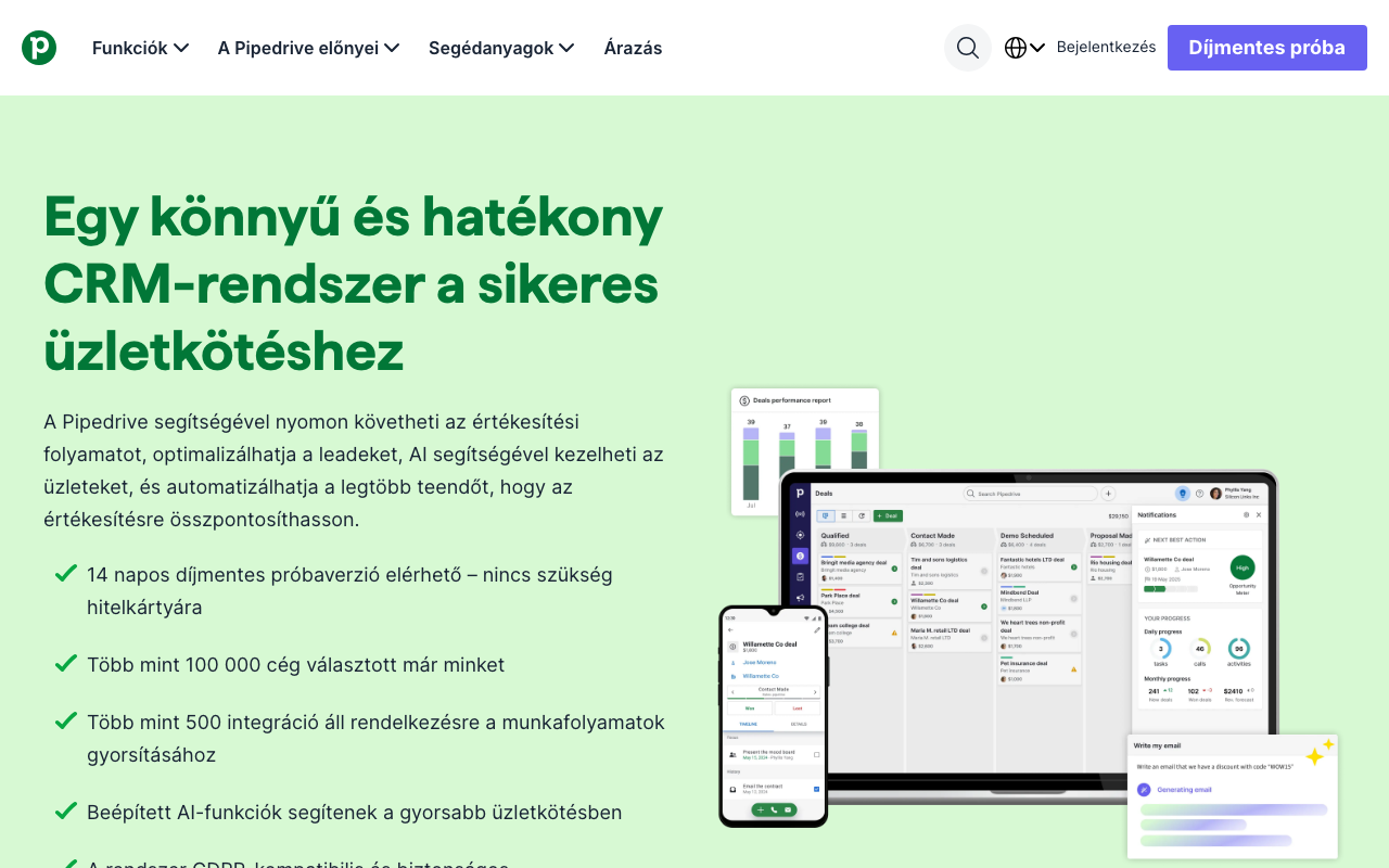 Pipedrive felület